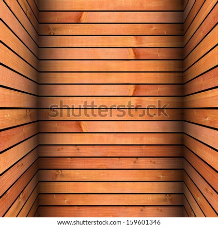 abstract vintage architectural structure made from brown wooden planks