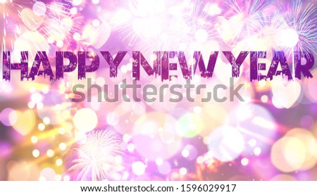 happy new year background in concept with heart and circle bokeh