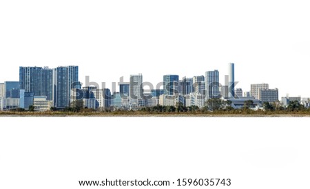Japan building isolated panorama city view include clipping path on white background