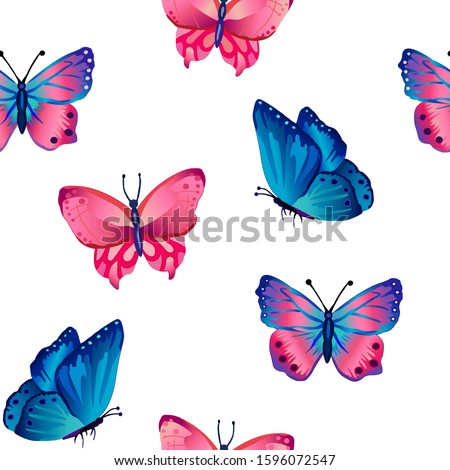 Seamless pattern with bright butterflies. Butterflies design perfect for fabric textile or scrapbooking