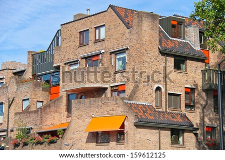  Facade of a beautiful building in the Dutch city  Dordrecht, Netherlands