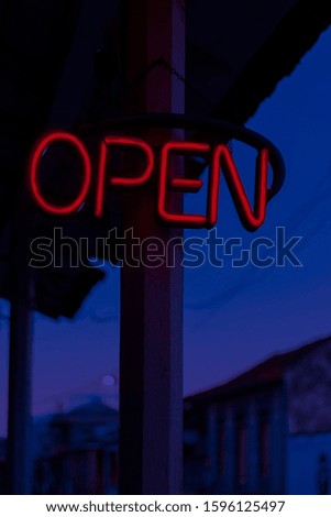 neon sign, open - baracoa, cuba