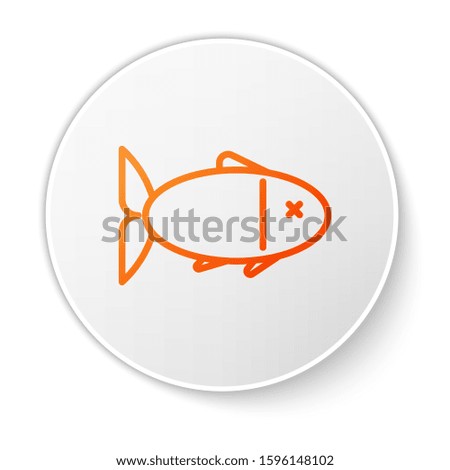 Orange line Fish icon isolated on white background. White circle button. Vector Illustration