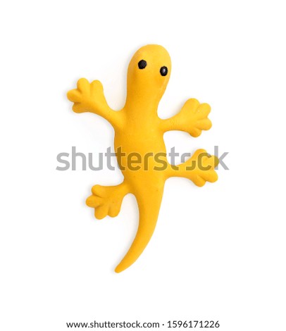 Yellow lizard (magnet) isolated on white background. Design element with clipping path