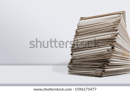 Stack of document papers on white background