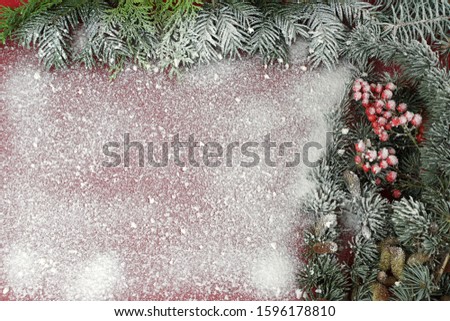 background with snow and pine pattern