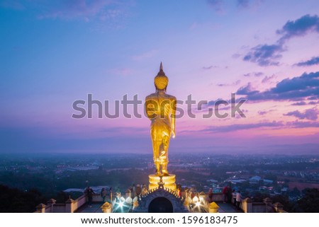 The standing golden Buddha, Phrathat Khao Noi temple, Nan
