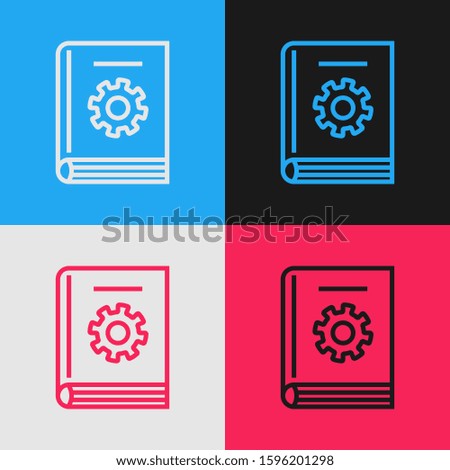 Color line User manual icon isolated on color background. User guide book. Instruction sign. Read before use. Vintage style drawing. 