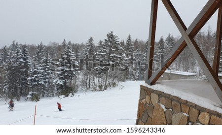 Winter time, ski on snow mountain