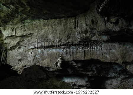 Rock Wall Texture in a Cave Beautiful Lights Coming Through  tunnel landscape background