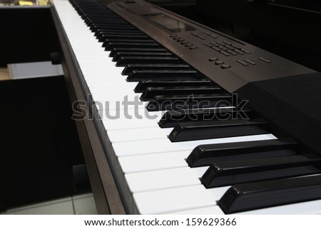 synthesizer keys under the white background