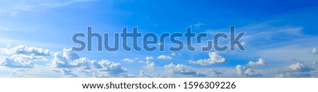Panorama sky cloudy background, Summer blue and white clouds in sunny day