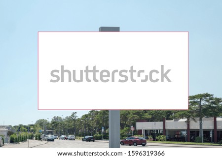 large banner white billboard with empty blank space on city street road background mock-up