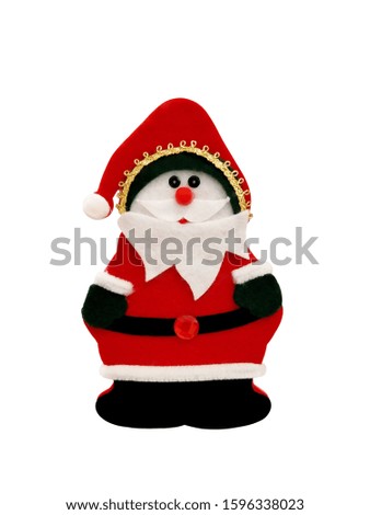 santa claus doll for decorating christmas trees isolated on white background.