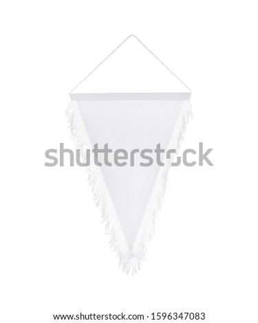 Pennant white with fringe, on isolated white background