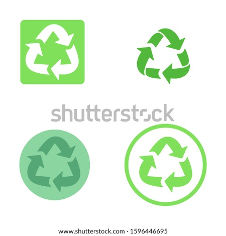 Set of isolate illustration of universal recycling symbols. Green icons on white background
