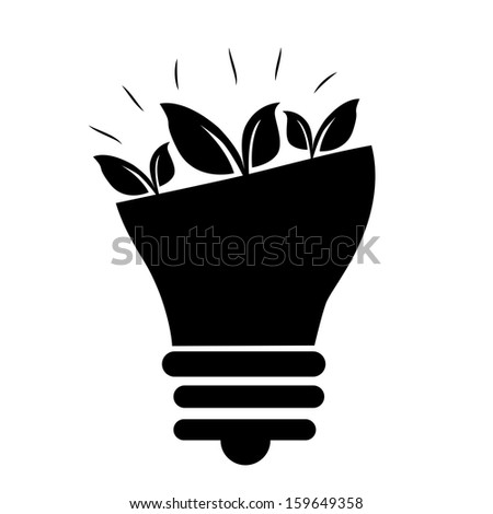 a black silhouette of a lightbulb with some leaves growing inside it