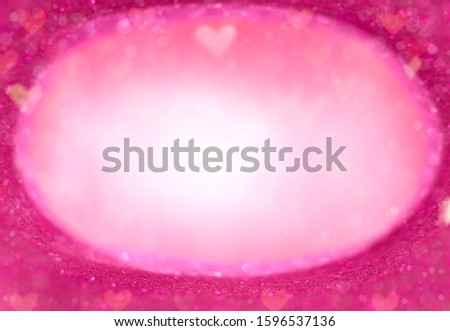 Pink shiny hearts and abstract lights background