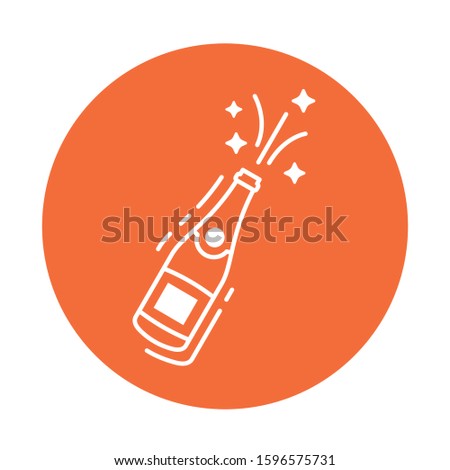 Bottle of champagne line color icon. Christmas, new year, birthday celebration vector illustration, background. Alcohol products. UI UX GUI design element. Vector clipart, illustration, template.