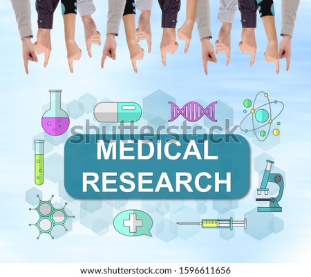 Medical research concept pointed by several fingers