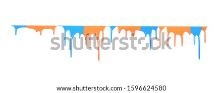  Colorful paint dripping isolated on a white background