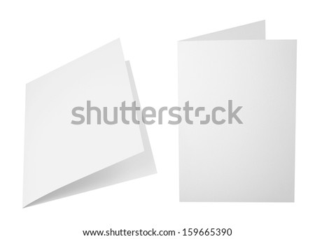 Collection of folded A4 paper clean copyspace sheets isolated over white background, set of two different foreshortenings