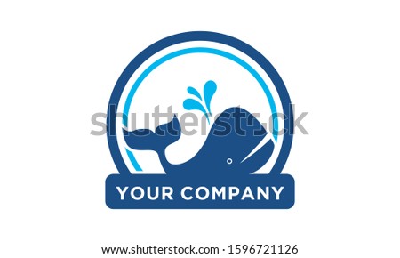 Whale emblem for logo design vector editable
