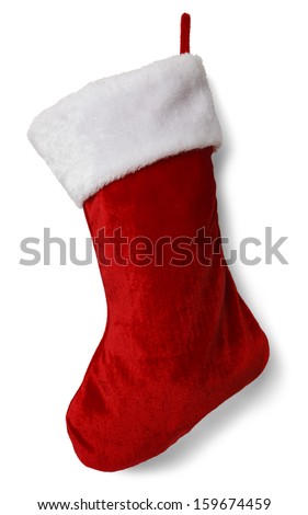 Red and White Empty  Stocking Isolated on White Background.