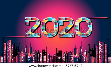  2020 logo text  Colorful Geometry vector illustration - Building In The City.