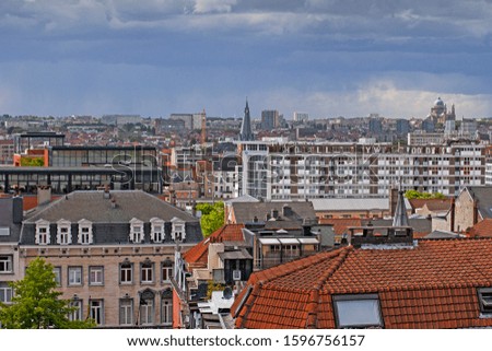 Panoramic aerial view of the central part of Brussels, Belgium