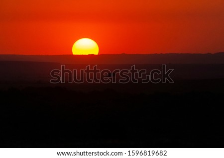 A beautiful sunset in the plains of Africa inside Masai Mara National Reserve during a wildlife safari