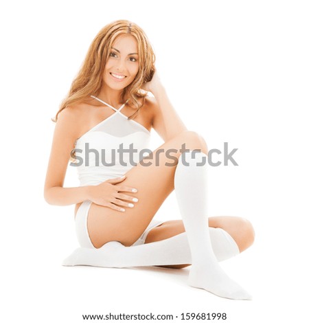 picture of beautiful woman in white cotton underwear