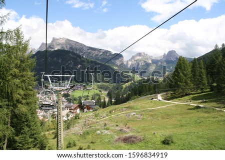 Ski lift in operation in the Dolomites