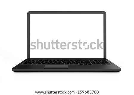 Black laptop with white screen