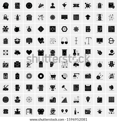 Set of 100 Glyph Universal Business Icons Vector