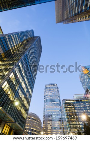 Corporate building Financial Skyscrapers in the Canary Wharf, City of London 