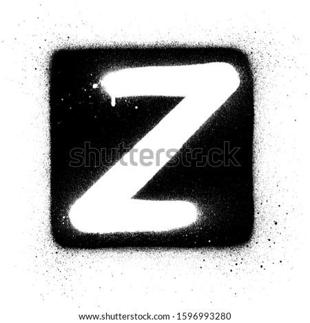 graffiti Z font sprayed in white over black square