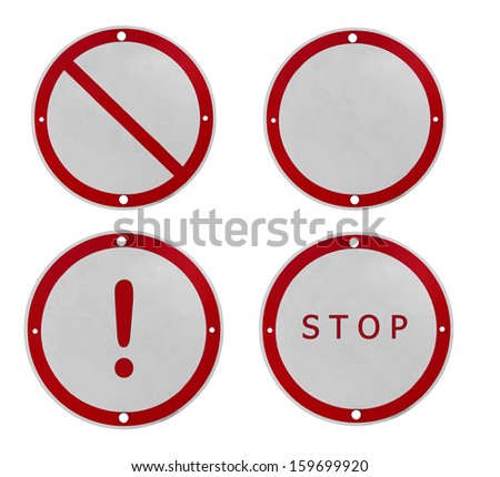 red road signs collection isolated on white