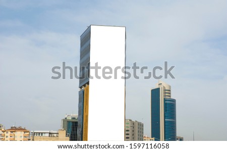 Large blank billboard on building for outdoor advertising in Istanbul, Turkey.
