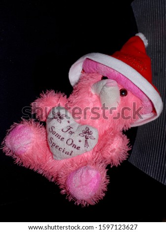 teddy bear toy wearied Santa hat, kids toy for Christmas decoration - image 