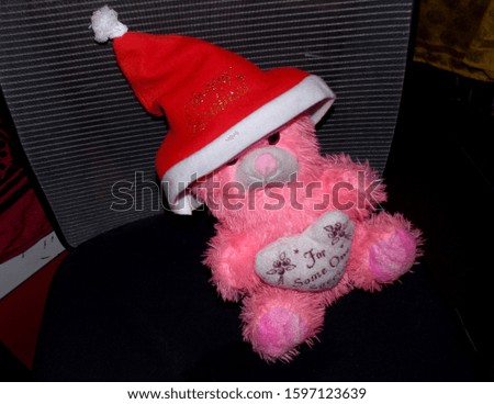 teddy bear toy wearied Santa hat, kids toy for Christmas decoration - image 