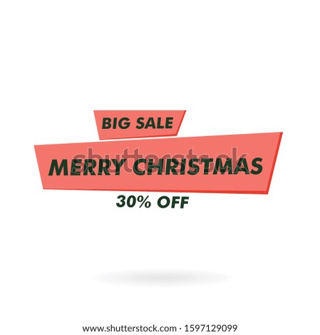 Merry Christmas Sale, Red Gift Voucher, Discount Template Vector Illustration EPS