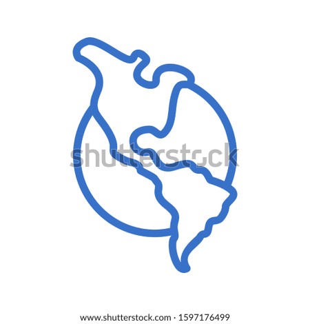 North and South America map - line art design, vector