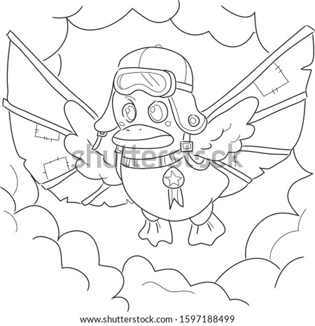 flying duck, coloring book for fun