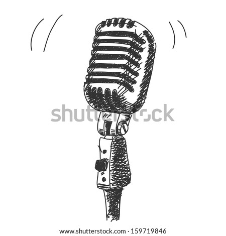 Hand drawn studio microphone