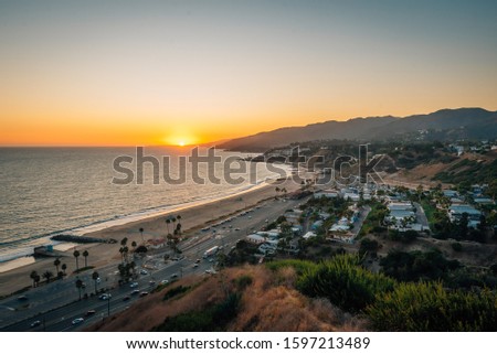 Sunset view in Pacific Palisades, California Royalty-Free Stock Photo #1597213489