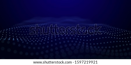 Wave of dots . Abstract background. Network connection structure.