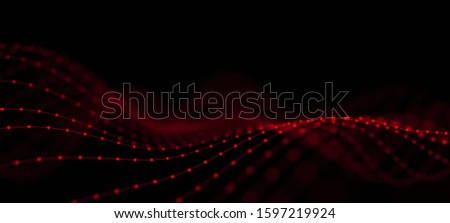 Wave of dots and weave lines. Abstract background. Network connection structure. Royalty-Free Stock Photo #1597219924
