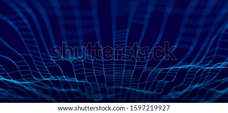 Wave of dots and weave lines. Abstract background. Network connection structure. Royalty-Free Stock Photo #1597219927