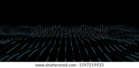 Wave of dots and weave lines. Abstract background. Network connection structure. Royalty-Free Stock Photo #1597219933